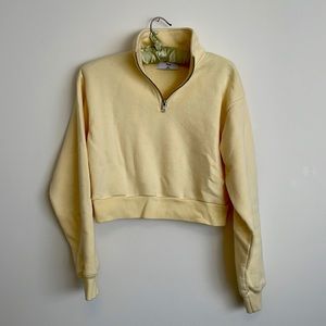 Aritzia TNA - butter yellow cozy fleece 1/4 zip - XS
